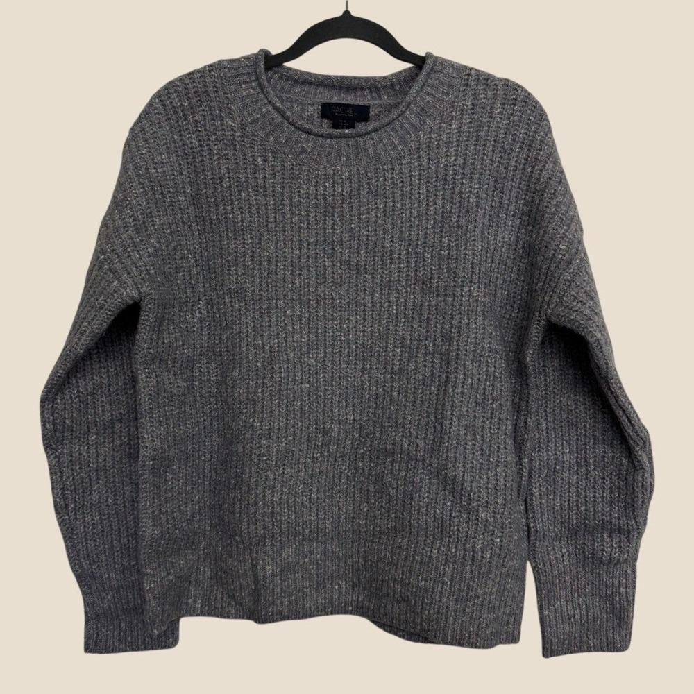 RACHEL Rachel Roy Medium Gray Marled Ribbed Crewneck Sweater